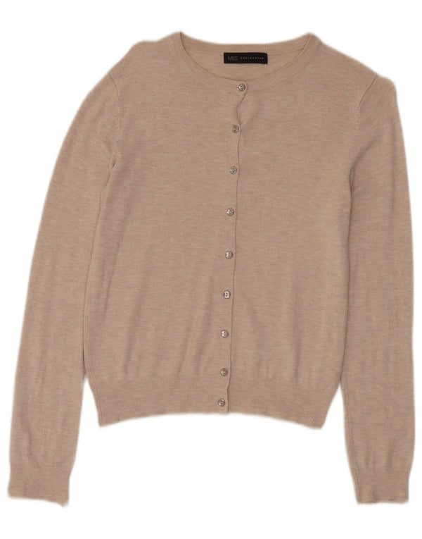 Marks & Spencer Womens Cardigan Sweater UK 10 Small Beige Viscose