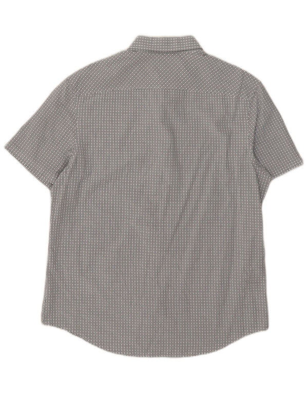 Penguin Mens Heritage Short Sleeve Slim Fit Shirt Large Blue Geometric