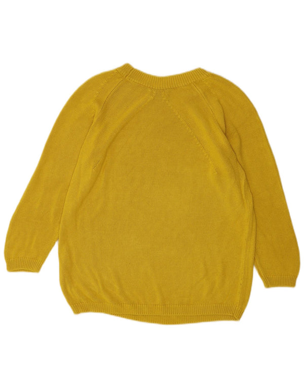 Massimo Dutti Womens 3/4 Sleeve Boat Neck Jumper Sweater UK 16 Large Yellow