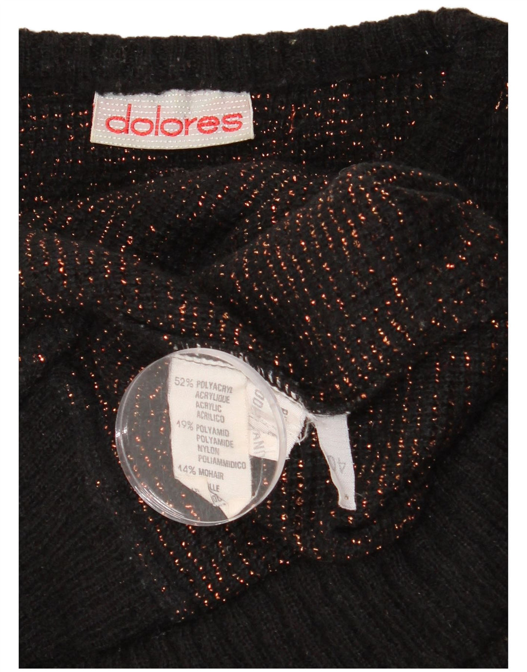 Dolores Womens Abstract Pattern Boat Neck Jumper Sweater EU 40 Medium Black