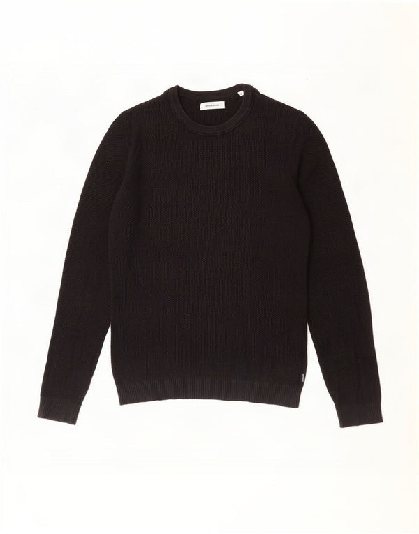 Jack & Jones Mens Crew Neck Jumper Sweater Small Black Cotton