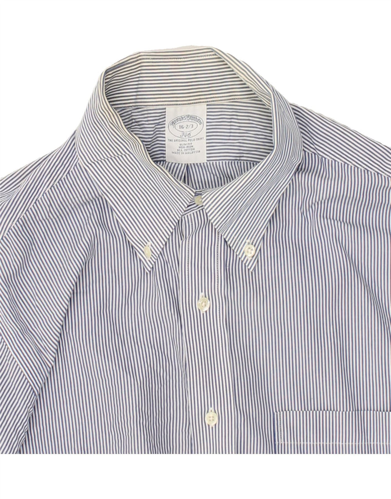 BROOKS BROTHERS Mens Shirt Size 16 Large Blue Striped Cotton | Vintage Brooks Brothers | Thrift | Second-Hand Brooks Brothers | Used Clothing | Messina Hembry 