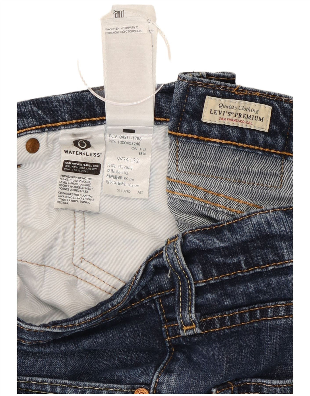 Levi's Mens 511 Slim Jeans W34 L32 Navy Blue Cotton