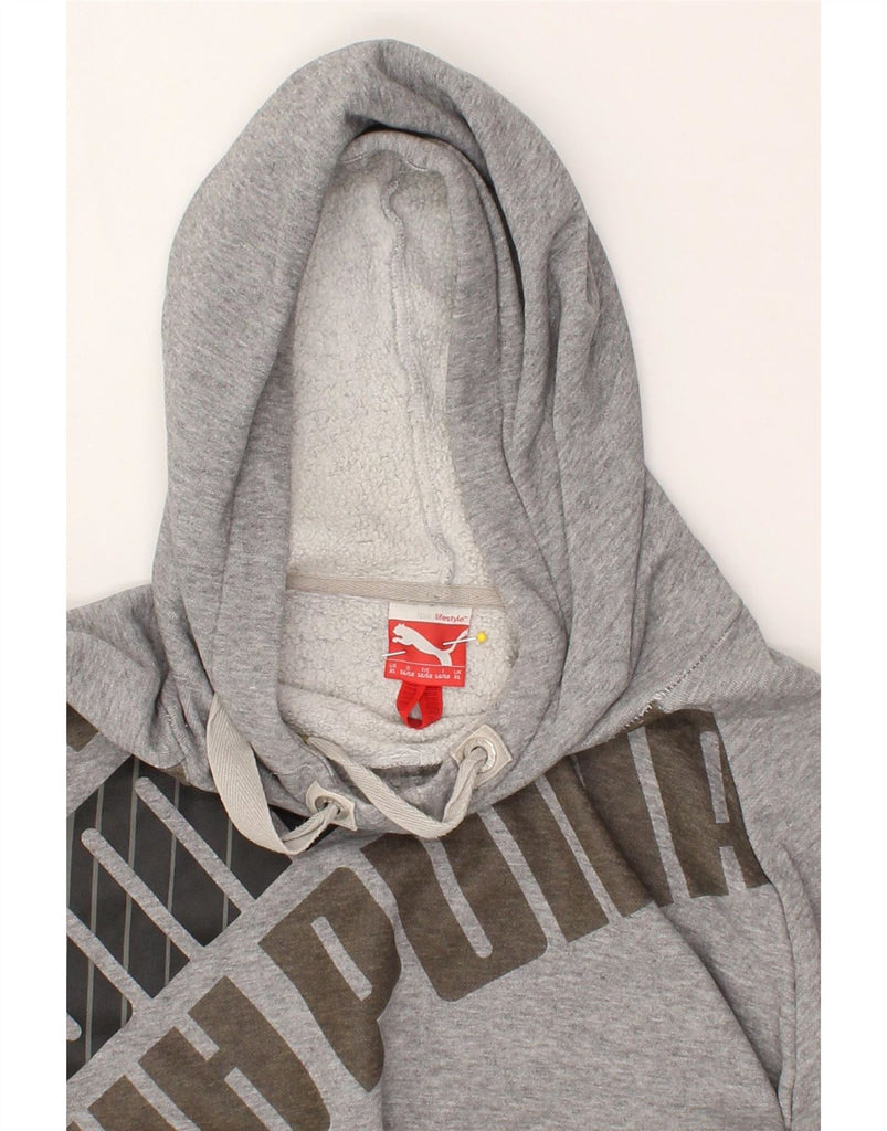 PUMA Mens Graphic Hoodie Jumper XL Grey Cotton Vintage Puma and Second-Hand Puma from Messina Hembry 