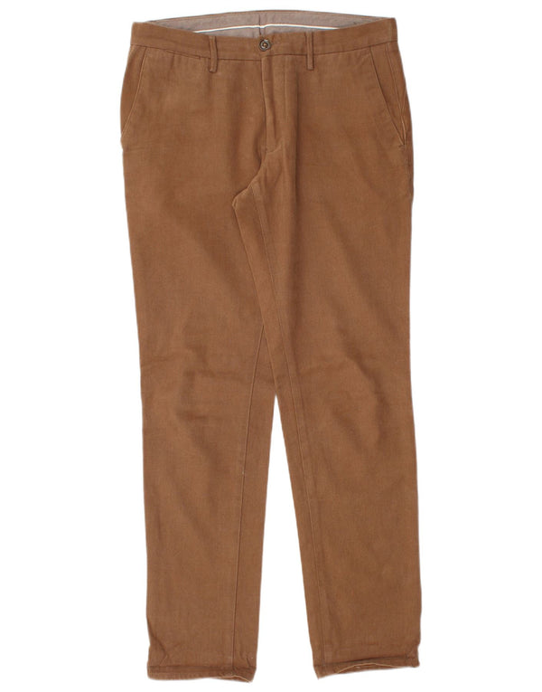 Massimo Dutti Mens Slim Chino Trousers EU 38 Small W30 L30 Brown Cotton