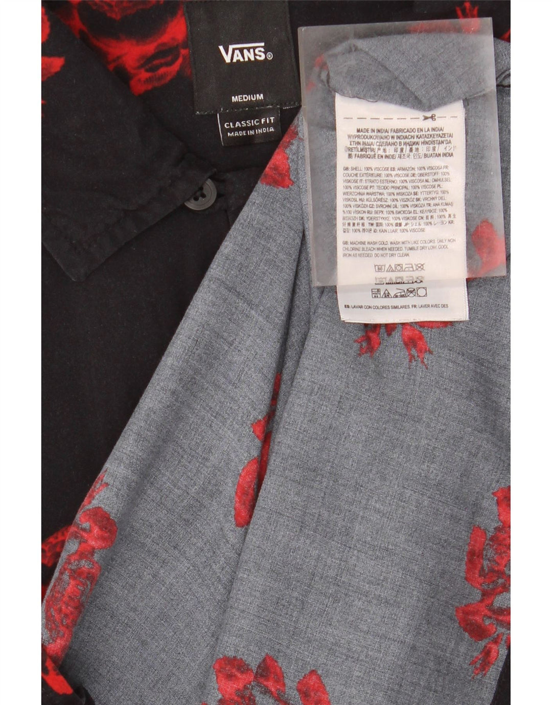 Vans Mens Short Sleeve Classic Fit Shirt Medium Black Floral Tropical