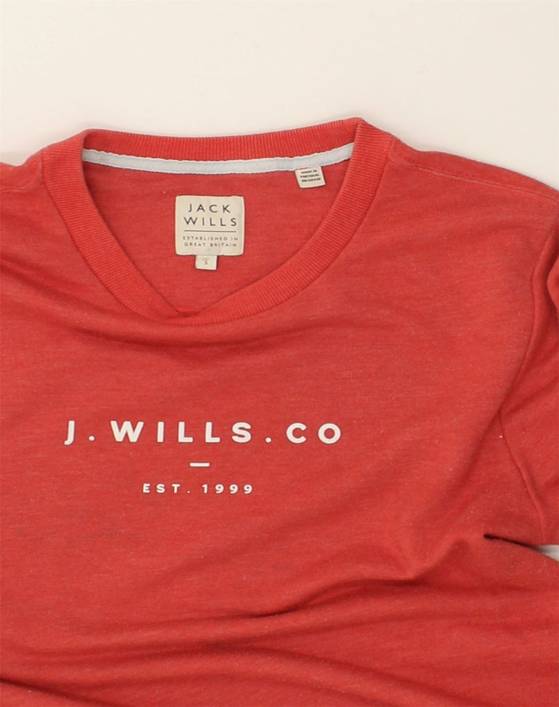 JACK WILLS Mens Graphic Sweatshirt Jumper Small Red Cotton | Vintage Jack Wills | Thrift | Second-Hand Jack Wills | Used Clothing | Messina Hembry 