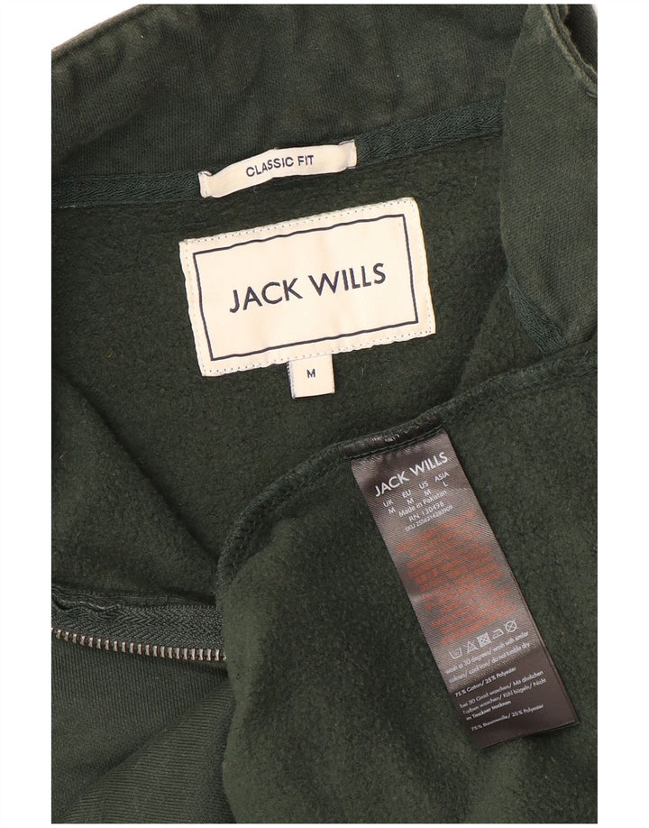 Jack Wills Mens Classic Fit Zip Neck Sweatshirt Jumper Medium Khaki Cotton