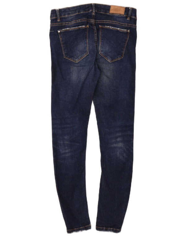 Zara Womens Distressed Skinny Jeans EU 38 Small W26 L27 Navy Blue