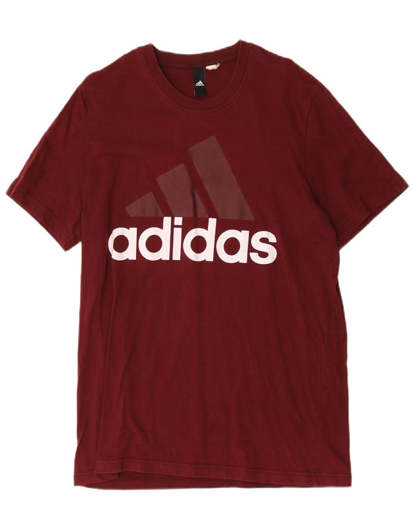 Adidas Mens Graphic T-Shirt Top Medium Burgundy Cotton