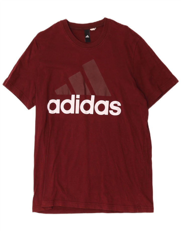 Adidas Mens Graphic T-Shirt Top Medium Burgundy Cotton