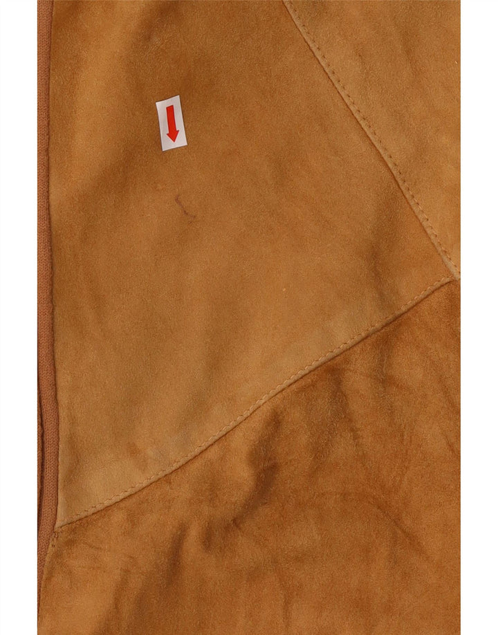 Vintage Mens Suede Bomber Jacket UK 42 XL Brown Leather