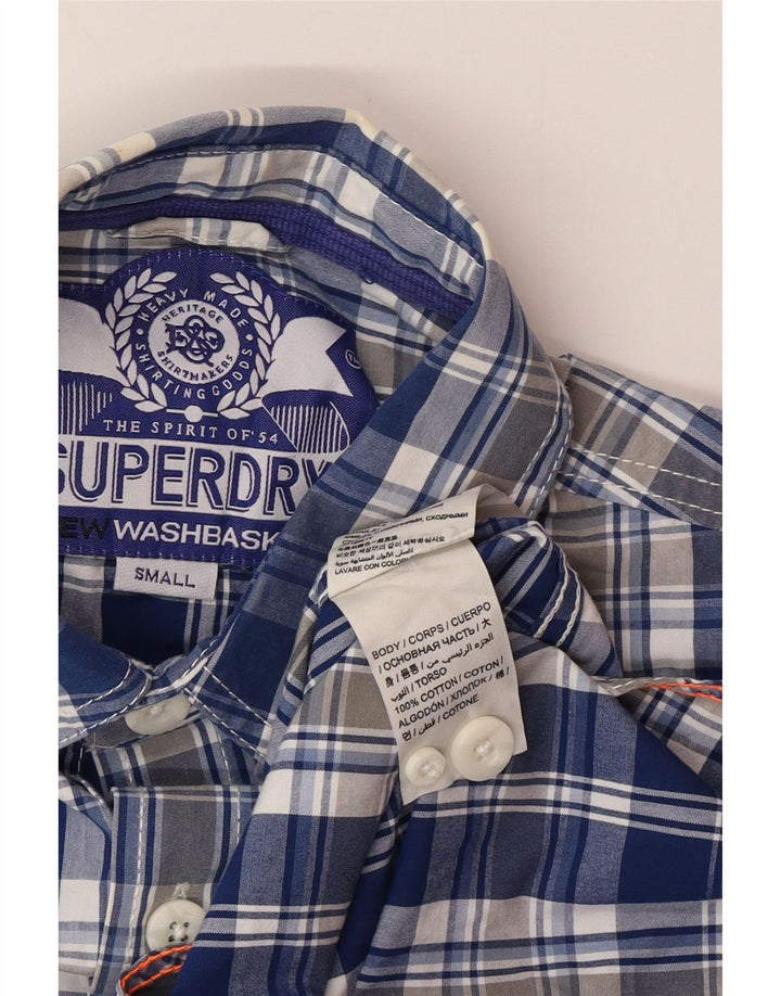 SUPERDRY Mens Shirt Small Blue Check Cotton