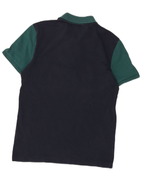 Lacoste Mens Slim Fit Polo Shirt Size 4 Medium Navy Blue Colourblock Cotton