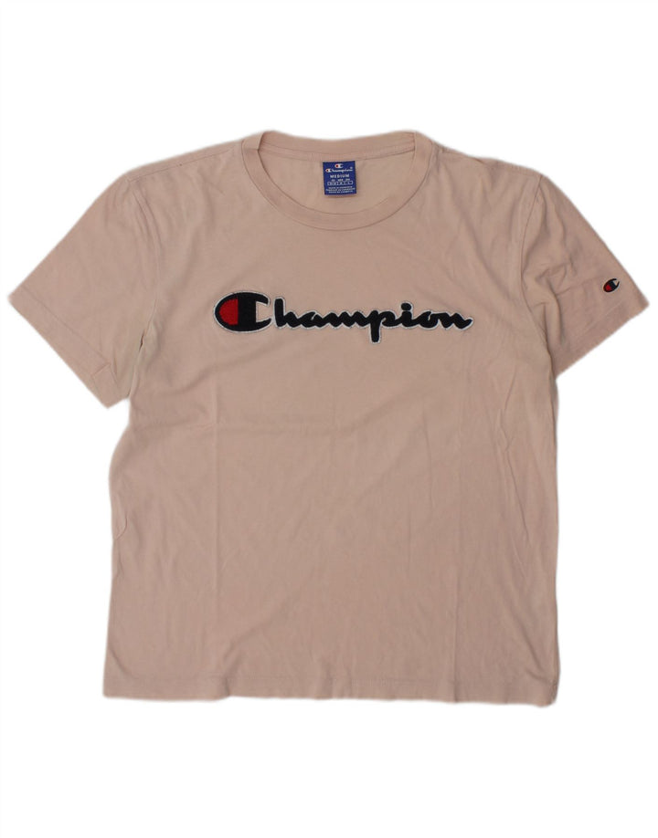 Champion Mens Graphic T-Shirt Top Medium Pink Cotton