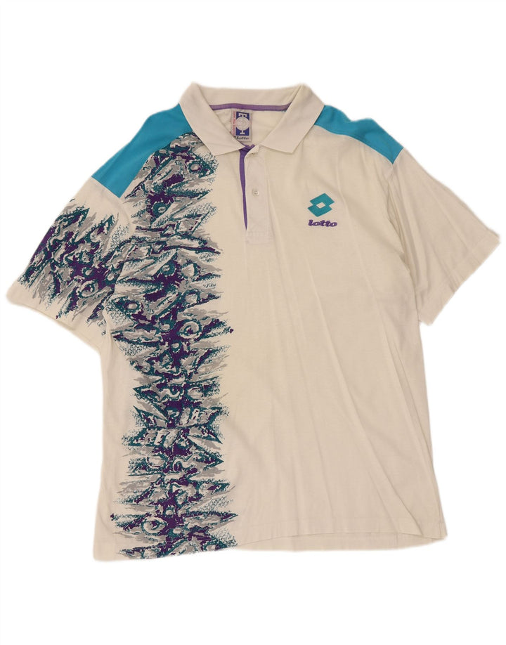 Lotto Mens Graphic Polo Shirt Large White Colourblock