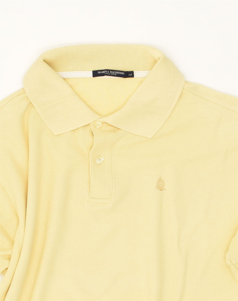 MARINA YACHTING Mens Polo Shirt Large Yellow Cotton | Vintage Marina Yachting | Thrift | Second-Hand Marina Yachting | Used Clothing | Messina Hembry 