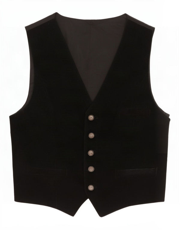 C&A Mens Suede Waistcoat XL Black Leather