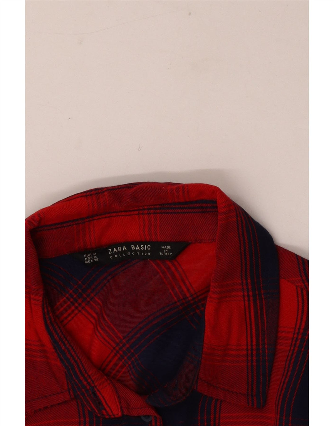 Zara Womens Flannel Shirt UK 12 Medium Red Check