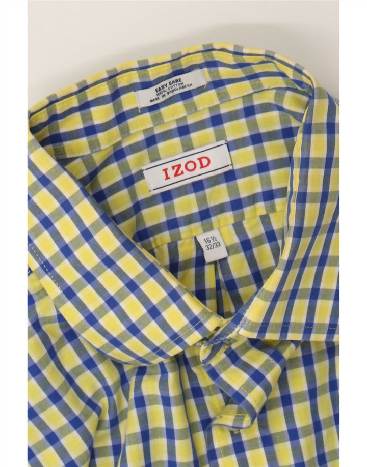 IZOD Mens Shirt Size 16 1/2 Large Yellow Check Cotton Vintage Izod and Second-Hand Izod from Messina Hembry 