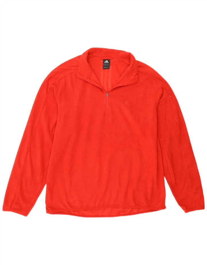 ADIDAS Mens Climawarm Zip Neck Fleece Jumper Large Red Polyester