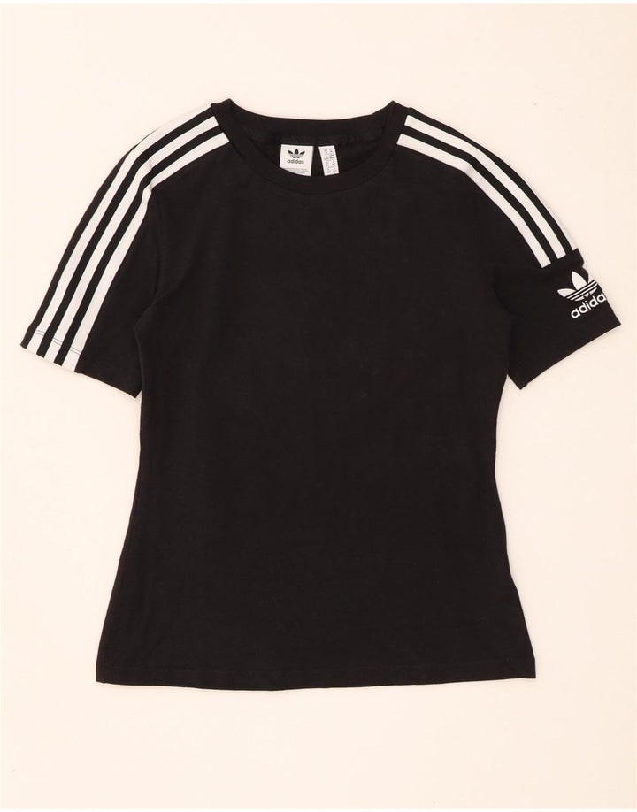 Adidas Womens T-Shirt Top UK 14 Medium Black Cotton