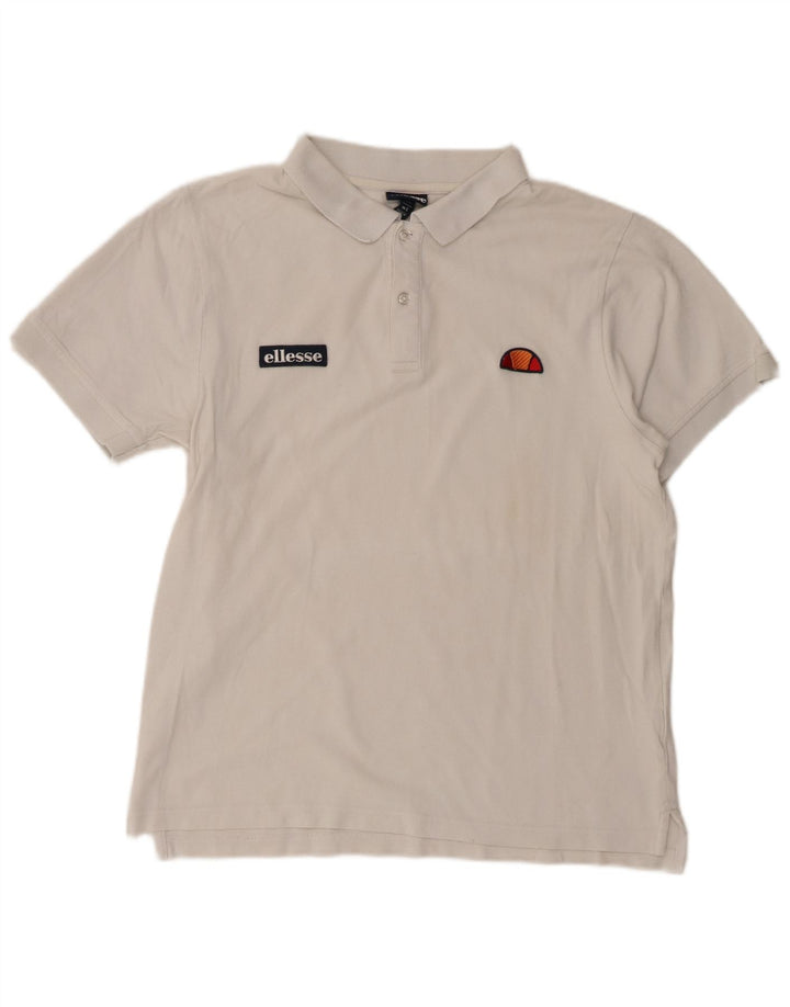 Ellesse Boys Polo Shirt 15-16 Years Large White Cotton