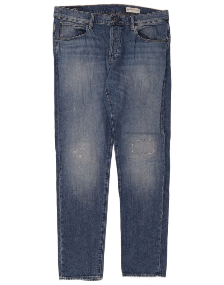 G-Star Mens 3301 Slim Jeans W34 L32 Blue Cotton