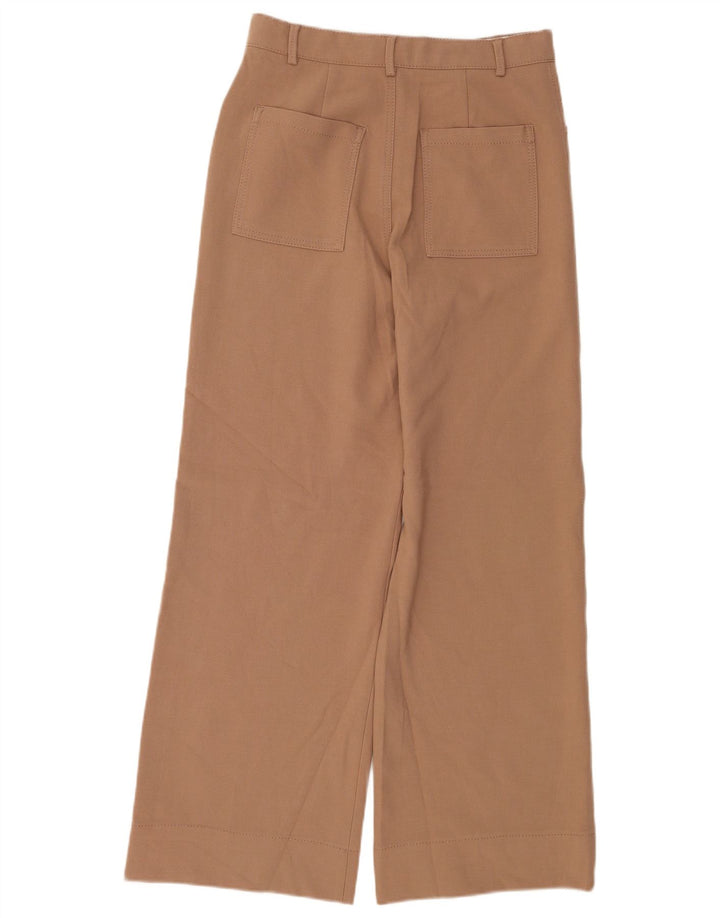 Zara Womens Wide Leg Casual Trousers Medium W28 L30 Brown Polyester