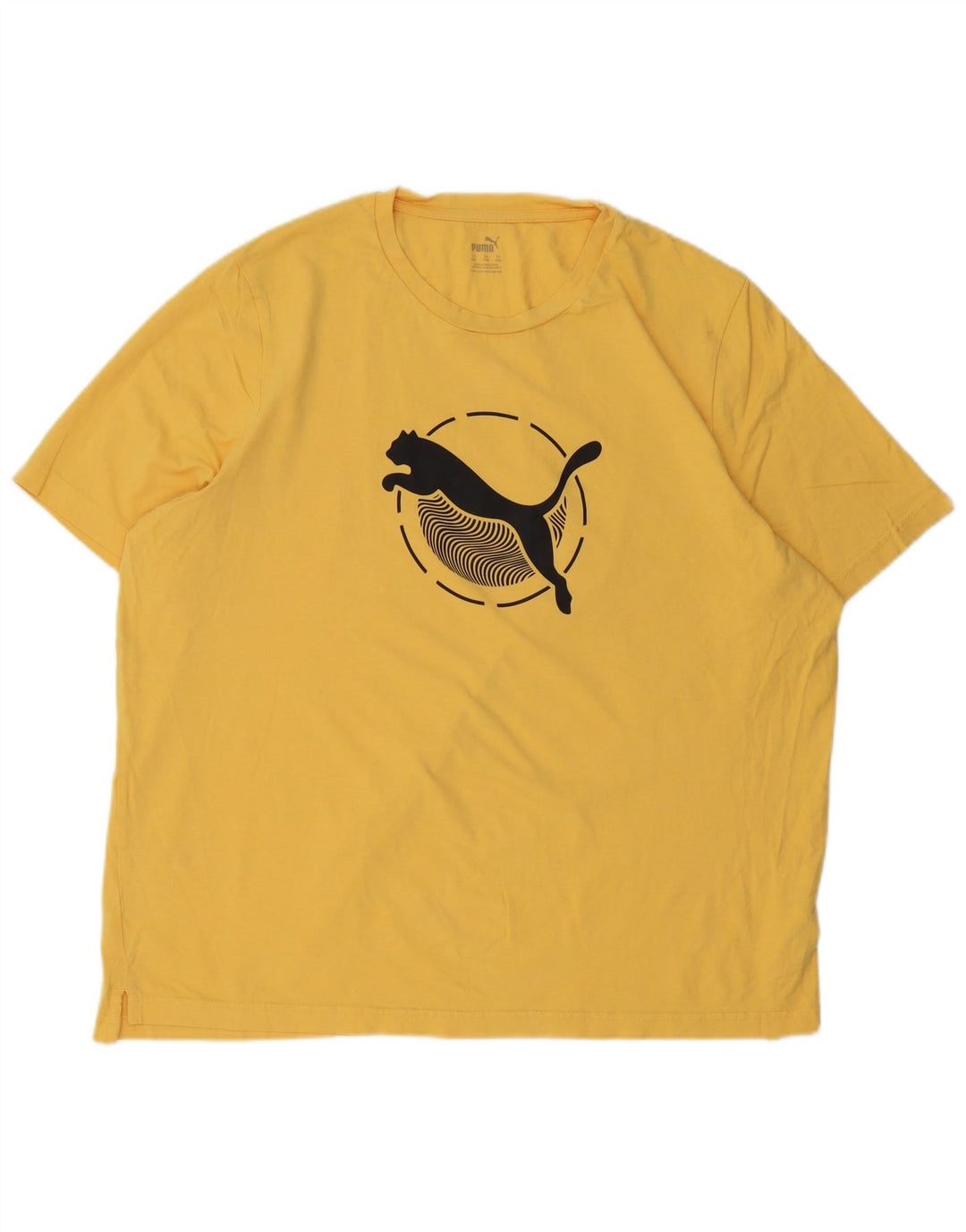Puma Mens Graphic T-Shirt Top 2XL Yellow Cotton
