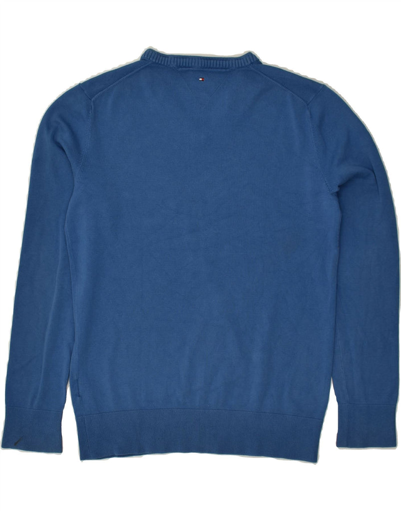 TOMMY HILFIGER Boys V-Neck Jumper Sweater 15-16 Years Blue Cotton | Vintage Tommy Hilfiger | Thrift | Second-Hand Tommy Hilfiger | Used Clothing | Messina Hembry 