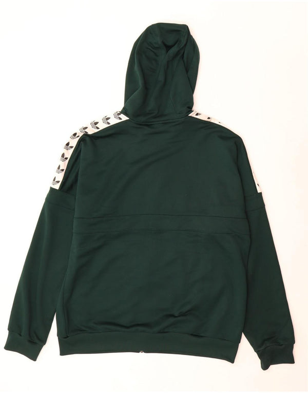 Adidas Mens Graphic Zip Hoodie Sweater Large Green Colourblock Polyester