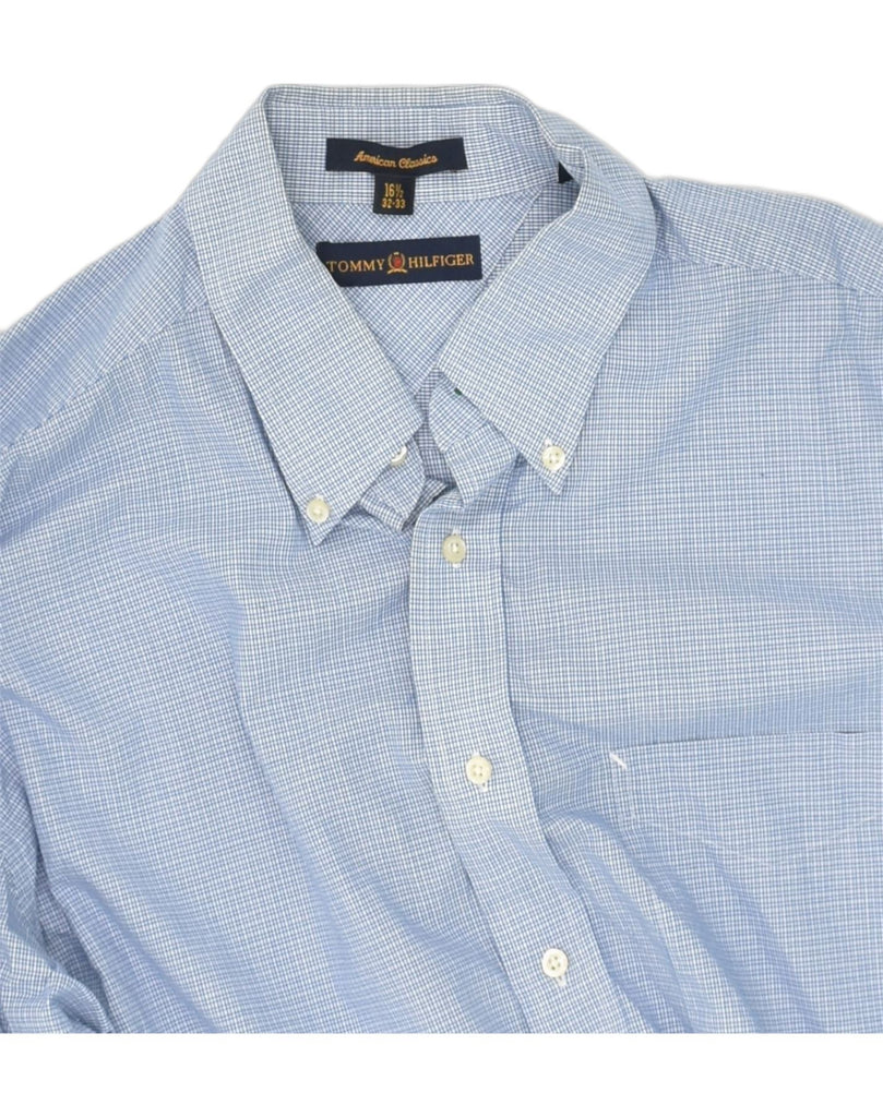 TOMMY HILFIGER Mens Shirt Size 16 1/2 Large Blue Check Cotton | Vintage Tommy Hilfiger | Thrift | Second-Hand Tommy Hilfiger | Used Clothing | Messina Hembry 