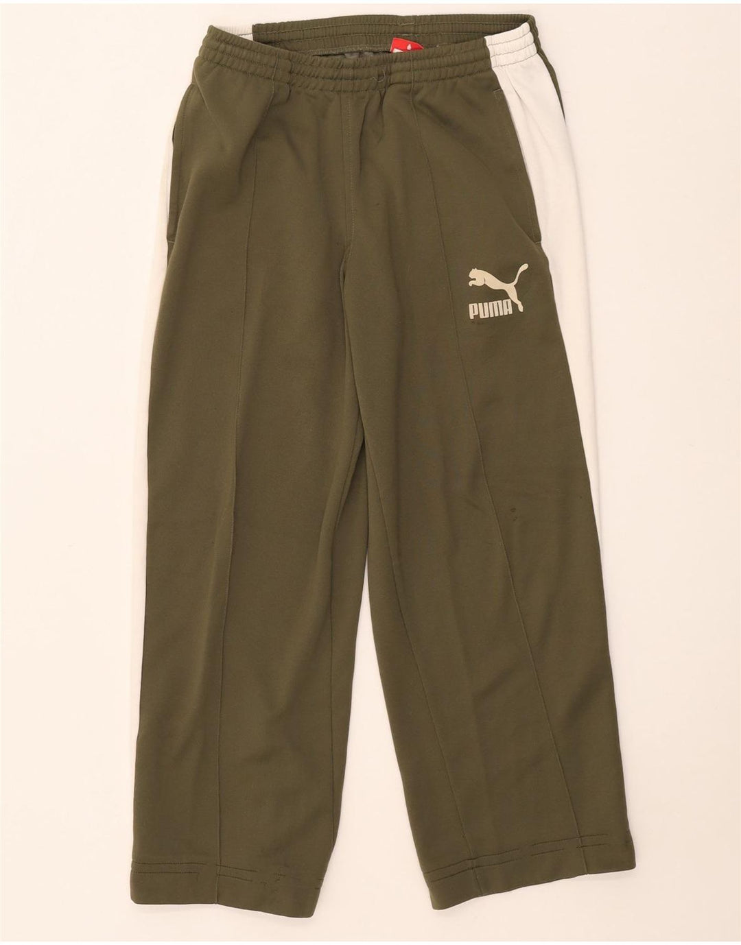 Puma Mens Tracksuit Trousers Large Khaki Colourblock Polyester