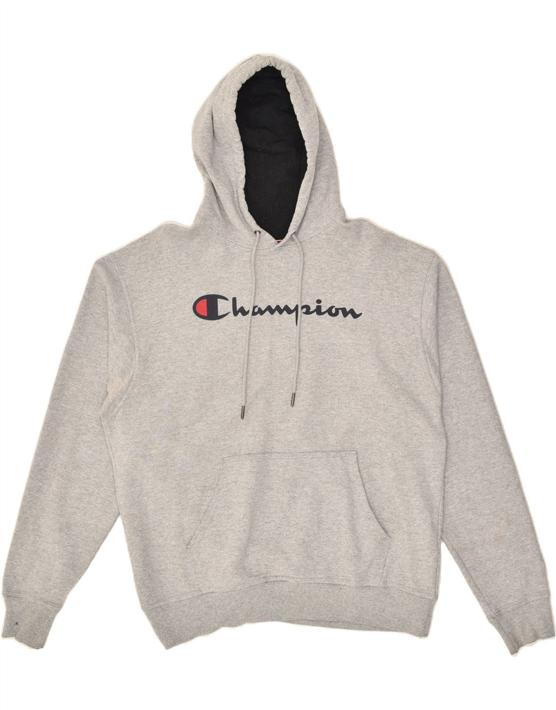 CHAMPION Mens Graphic Hoodie Jumper Large Grey Cotton | Vintage Champion | Thrift | Second-Hand Champion | Used Clothing | Messina Hembry 