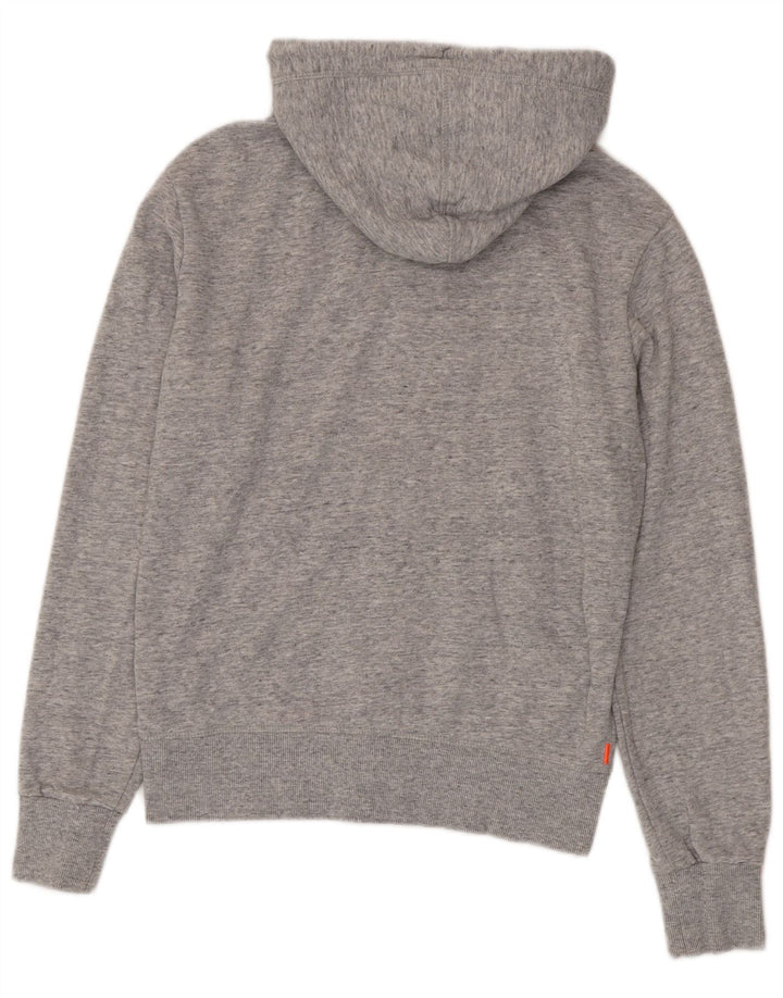 Superdry Mens Zip Hoodie Sweater Small Grey Flecked Cotton