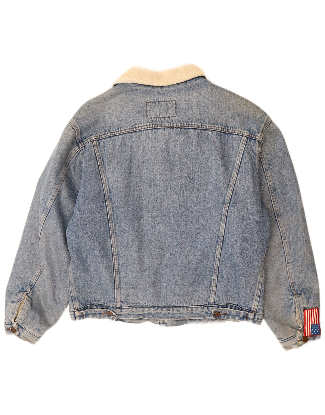 Outsider Mens Denim Sherpa Jacket UK 42 XL Blue Cotton