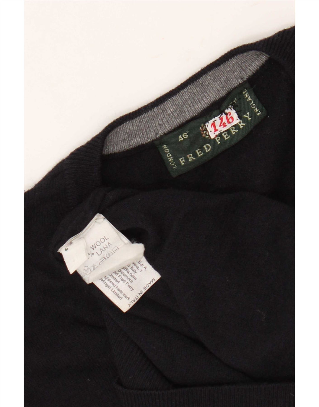 Fred Perry Mens Vest Tank Top Large Navy Blue Wool
