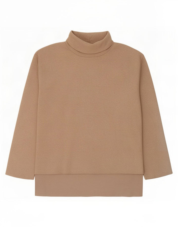 Zara Womens Top Long Sleeve UK 14 Medium Beige Polyester