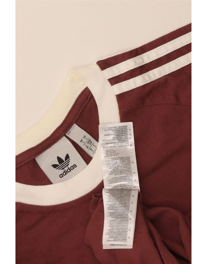 Adidas Mens T-Shirt Top Small Maroon Colourblock Cotton