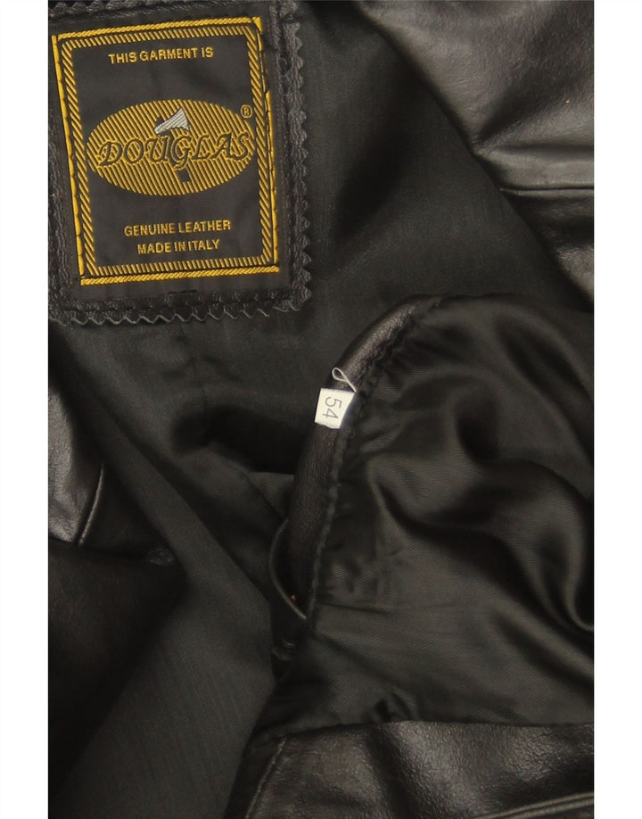 Douglas Mens Leather Coat UK 38 Medium Black Leather