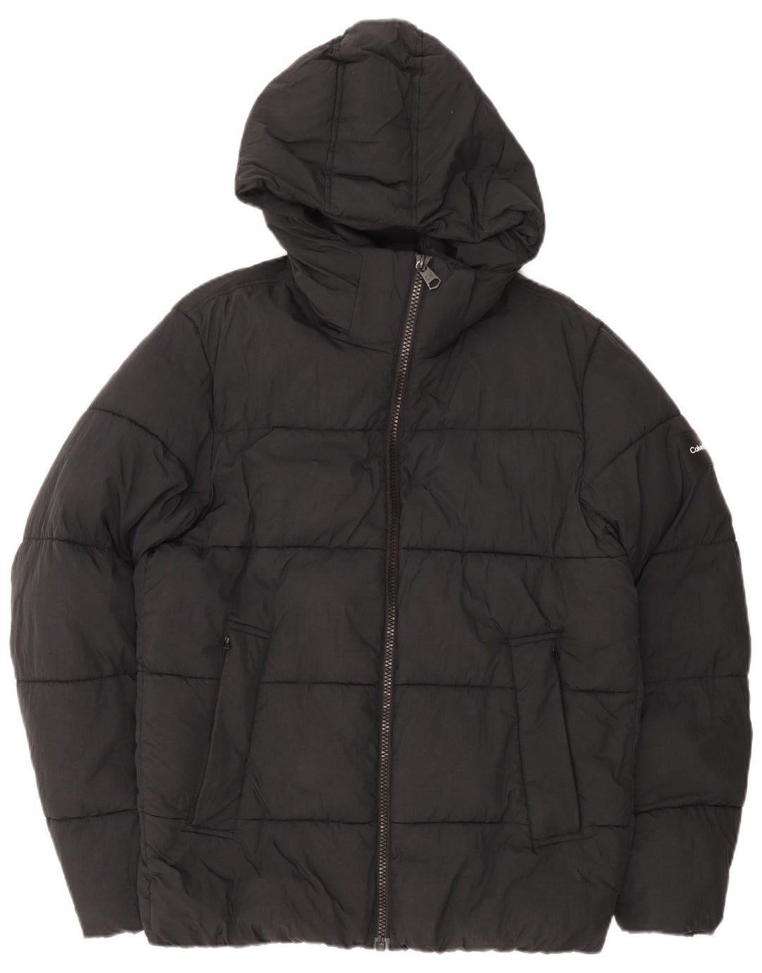 Calvin Klein Mens Hooded Padded Jacket UK 42 XL Black