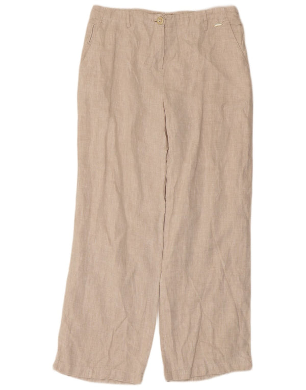 Marks & Spencer Womens High Waist Chino Trousers UK 12 Medium W30 L28 Beige