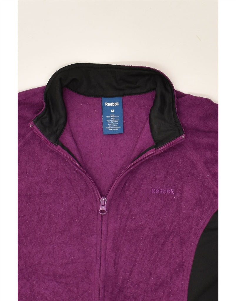 REEBOK Womens Fleece Jacket UK 14 Medium Purple Colourblock Polyester | Vintage Reebok | Thrift | Second-Hand Reebok | Used Clothing | Messina Hembry 