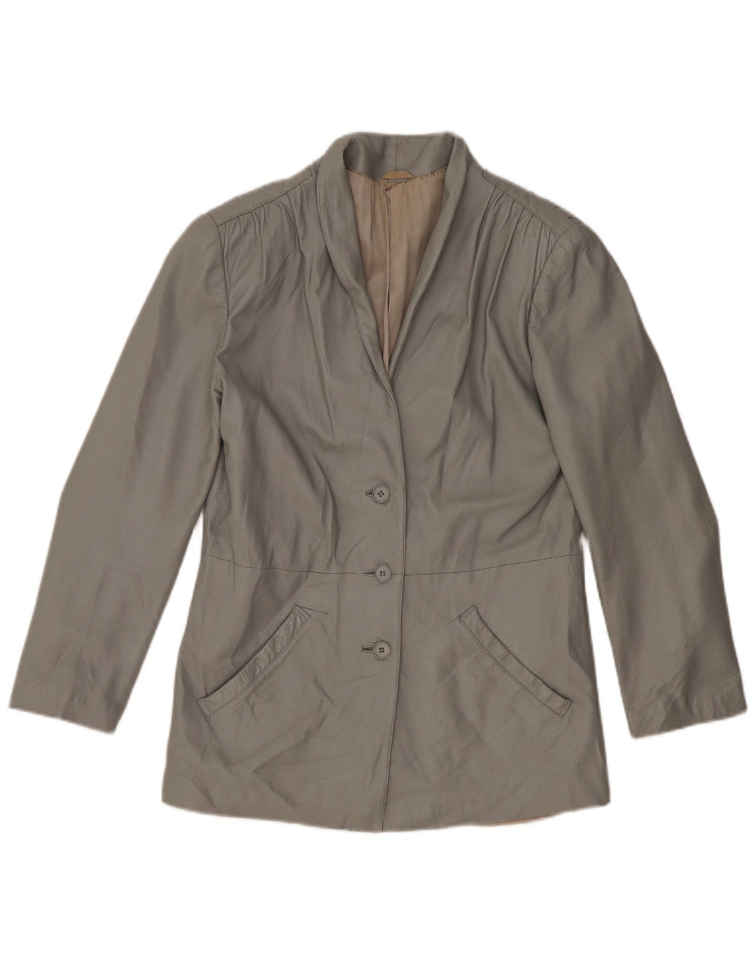 Vintage Womens Leather Jacket UK 14 Medium Grey Leather