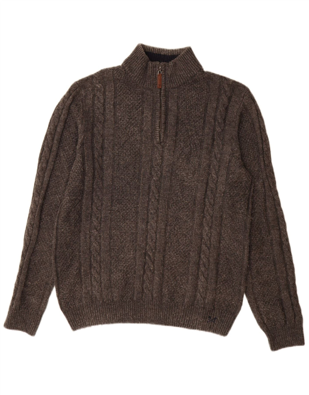 Crew Clothing Mens Zip Neck Jumper Sweater Large Grey Wool