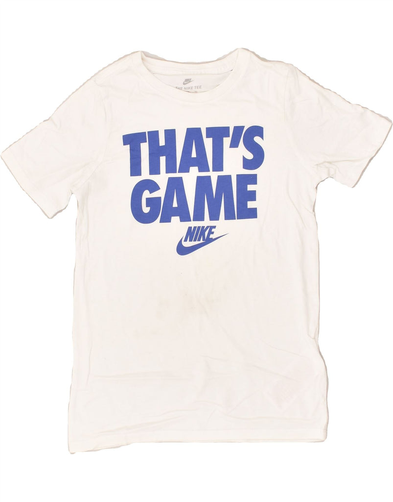 NIKE Boys Graphic T-Shirt Top 8-9 Years Small White Cotton | Vintage Nike | Thrift | Second-Hand Nike | Used Clothing | Messina Hembry 