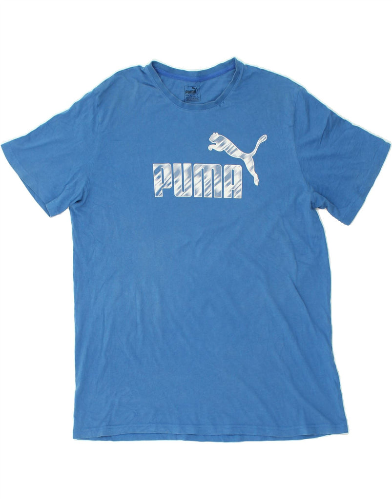 PUMA Mens Graphic T-Shirt Top XL Blue Cotton | Vintage Puma | Thrift | Second-Hand Puma | Used Clothing | Messina Hembry 