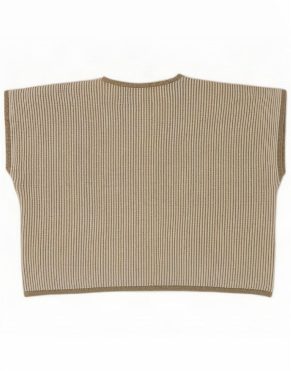 Naomi Womens Oversized Vest Tank Top US 2 XS Khaki Striped Cotton