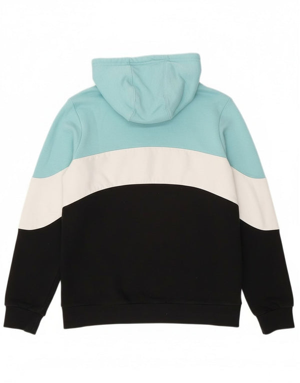 Adidas Girls Graphic Hoodie Jumper 13-14 Years Black Colourblock Cotton